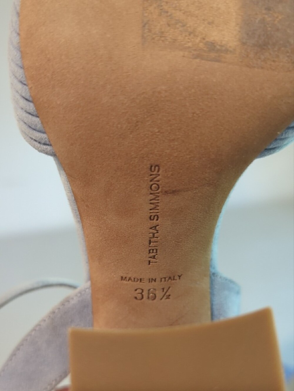 Tabitha Simmons Heels Suede Block Heel size 36.5 Made in Italy Blue - Picture 6 of 6